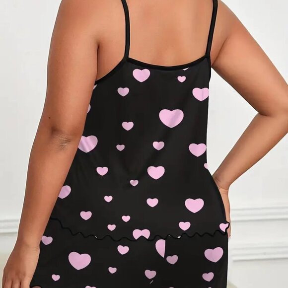 BOGO PLUS SIZE 2X 3X 4X Lettuce Trim Cami Top & Shorts Pajama PJ Two Pi… - Picture 3 of 4